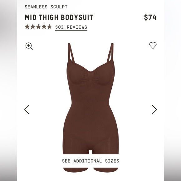 SKIMS Seamless Sculpt Mid Thigh Brief Bodysuit XS COCOA NEW - Picture 7 of 7